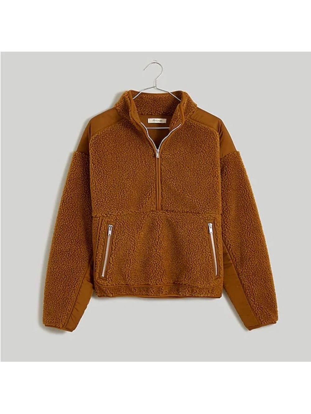 Madewell Women’s Zip-Up Sherpa Pullover - Rust Brown